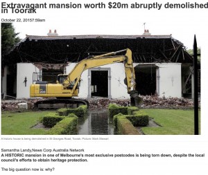 Toorak mansion worth $20m abruptly demolished despite heritage concerns